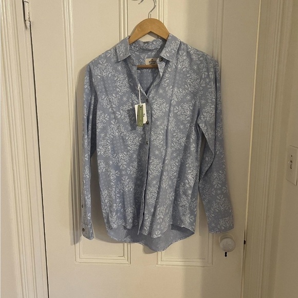 Marine Layer NWT Carlin Blue Fog Bandana Print Long Sleeve Button Up Shirt Sz S - Picture 4 of 8